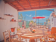 großer Esstisch im Wintergarten